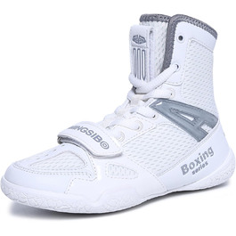 Боксерські рукавички для чоловіків. Зручні боксерські рукавички для тренувань, занять боксом та єдиноборствами. Дихаючі, білі та сірі рукавички для боксу, фітнесу та бодібілдингу. Розмір 43 EU