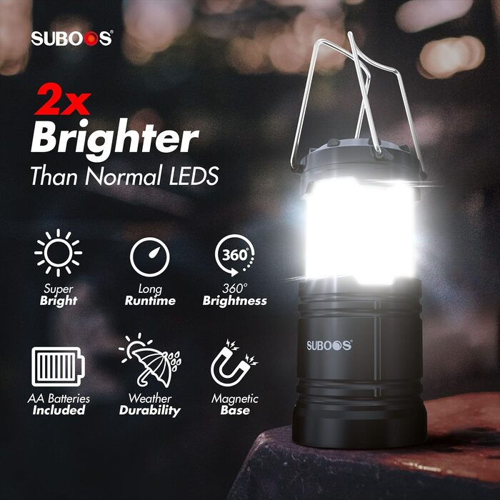 Набір кемпінгових ліхтарів на батарейках COB LED (2 шт.) з магнітним основам та гачком, модель S360