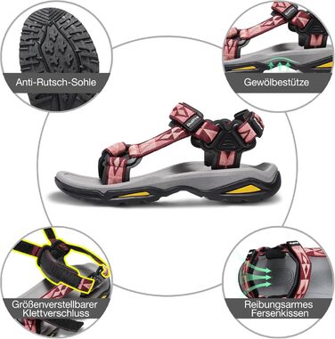 Жіночі сандалі для спорту та активного відпочинку Damen червоні 40 EU. Сандалі для трекінгу, пляжу, подорожей з підтримкою склепіння стопи. Дихаючі, зручні.