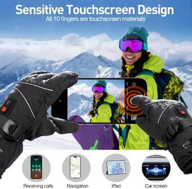 Обогревні рукавички DeeprBetter для жінок та чоловіків, 5000mAh, водонепроникні, з 3 рівнями нагріву, сенсорний екран, для мотоцикла, гірськолижного спорту та велосипеда