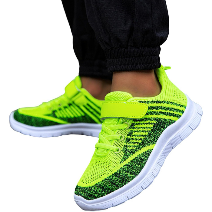 Дитячі спортивні кросівки для хлопчиків та дівчаток - універсальні, зручні, з підошвою з товстим шаром, антиковзаючі, на липучці, зелені, розмір 30 EU (2024)