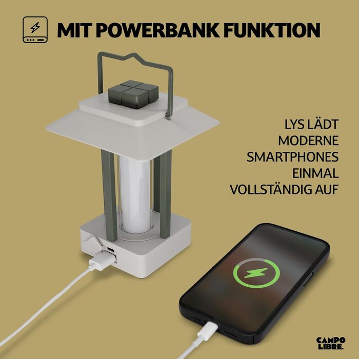 Настільна лампа для кемпінгу Campo Libre®: перезарядна, вологостійка, LED, з USB-Powerbank, до 160 годин роботи