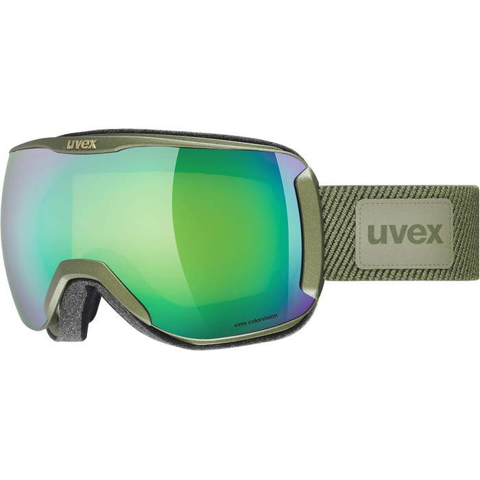 Гірськолижна маска uvex Downhill 2100 Cv Planet, класична, універсальний розмір, матовий крокодил, зелено-зелена