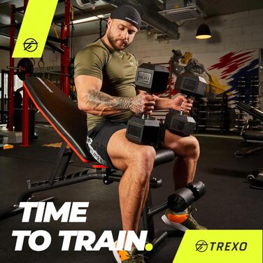 Гантель TREXO Hexagon 7,5 кг, прогумована, чавунна, для силових тренувань вдома, ергономічна ручка