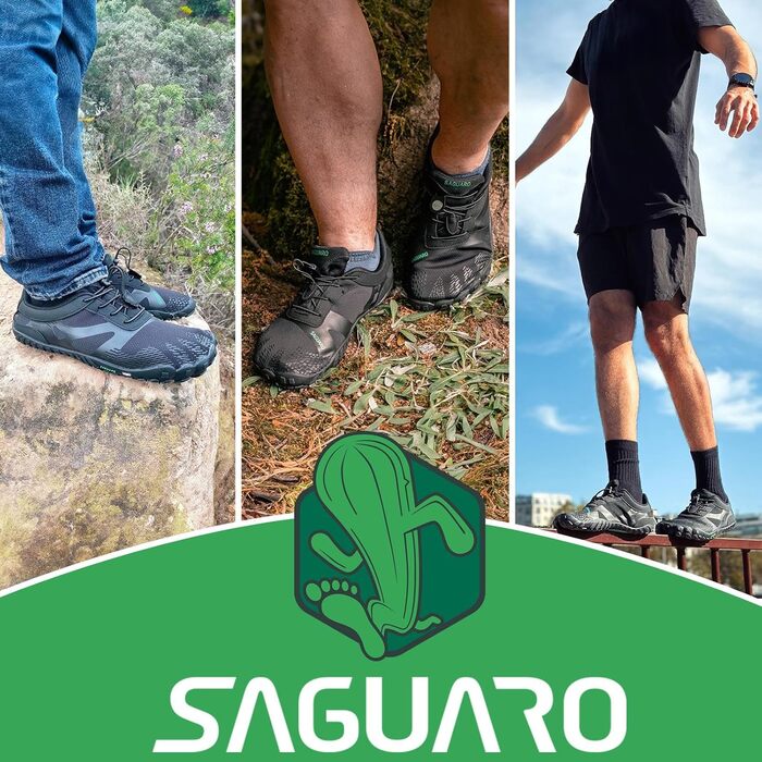 Чоловічі та жіночі барефут кросівки SAGUARO для трейлраннінгу та пляжу, чорного кольору, розмір 43 EU