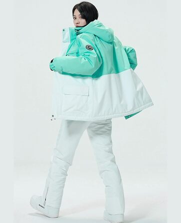 WOWULOVELY Комплект зимовий для сноуборду та гірськолижного спорту (жіночий) - водонепроникний, вітронепроникний, білий XL