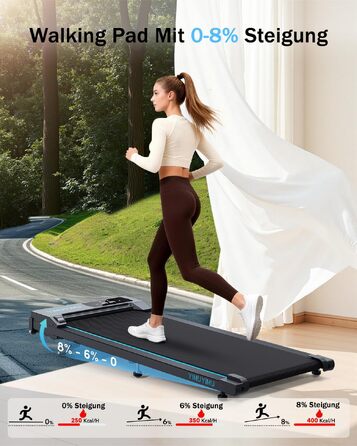 Домашня бігова доріжка Walking Pad з регульованим нахилом 0-8% та швидкістю до 10 км/год