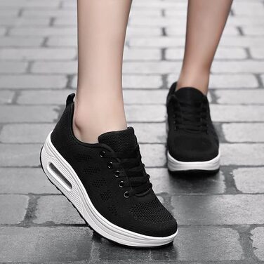 Жіночі бігові кросівки AHICO: легкі, дихаючі, для бігу та прогулянок, сітка, чорно-білі (37 EU)