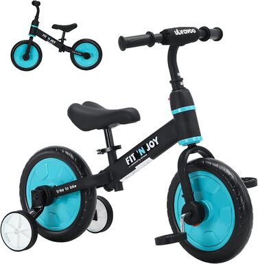 Дитяче велосипед UBRAVOO Fit 'n Joy 4-в-1: біговел, триколіс, велосипед з підтримкою, для дітей 2-5 років (блакитний)
