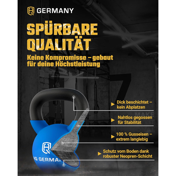 Гантель з неопрену HQ Germany® | Чавунна гантель | 2-32 кг | Стартові набори | Допуск ваги ±2,0%