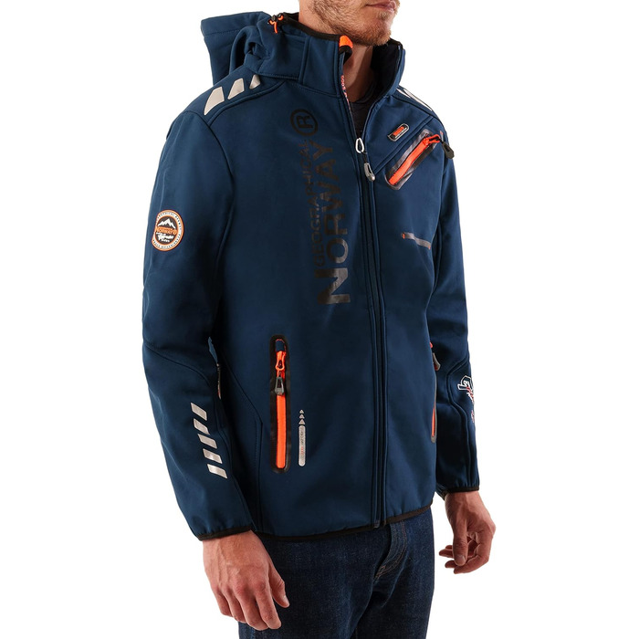 Куртка Softshell Geographica Norway Royaute для чоловіків, водонепроникна, вітростійка, тактична, для хайкінгу, катання на лижах, осінь-зима-весна (S, Navy Blue)