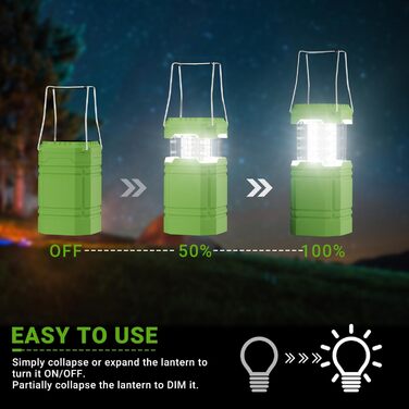 Сонячна кемпінгова лампа LED, водонепроникна, з ручкою, акумулятор 3000mAh, для туризму, риболовлі, SOS, відключень електроенергії (зелена)