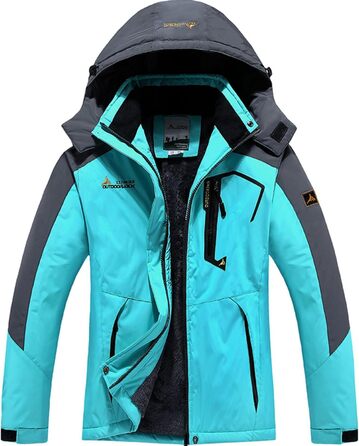 Жіноча лижна куртка BenBoy: водонепроникна, вітрозахисна, тепла, з флісовою підкладкою, дихаюча, для туризму та активного відпочинку, з капюшоном, колір: блакитний