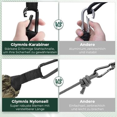 Гімніс Гамак для відпочинку на природі Ultraleicht - легкий туристичний гамак з тросами та карабінами, вантажопідйомність до 300 кг