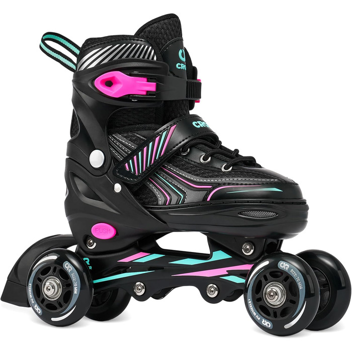 Ролики-трансформери Croxer 3в1 Black/Mint, 35-38 (21-23 см), регульовані