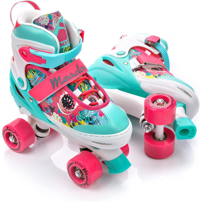 Роликові ковзани Meteor Retro Rollschuhe - стильні ролики 80-х для дітей та підлітків. Яскрава кольорова гамма, регульований розмір 39-41. Quad Skate, Inline Skates, MEADOW