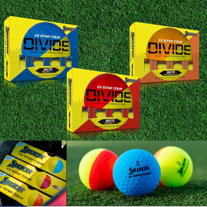 Гольф-м'ячі Srixon Q-Star Divide, 12 шт, тур якість, FastLayer-ядро, висока компресія, ідеальні для короткої гри