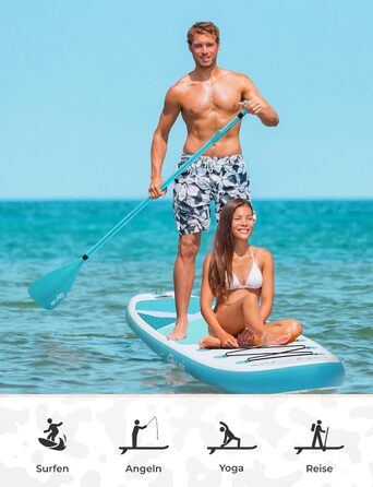 Надувний SUP Борд Glymnis Stand Up Paddle Board 10'6' (320x81x15 см) з Алюмінієвим Веслом, Насосом та Аксесуарами (Білий+Чорний)