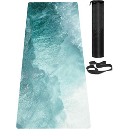 Килимок для йоги LaiEr, неслизький, екологічний, з ручкою для перенесення, товщина 6 мм, 183 x 61 см, для йоги, пілатесу та фітнесу (Water)