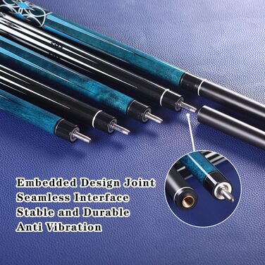 Більярдний кий 58 дюймів з фібергласу, професійний, низька дефлекція, 13 мм наконечник, модель S