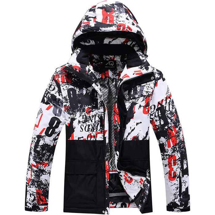 RIUIYELE Комплект чоловічий: куртка та штани для катання на лижах, тепла зимова куртка з підігрівом, качулка, для сноуборду та гірськолижного спорту, Orange/Abendrot, розмір L