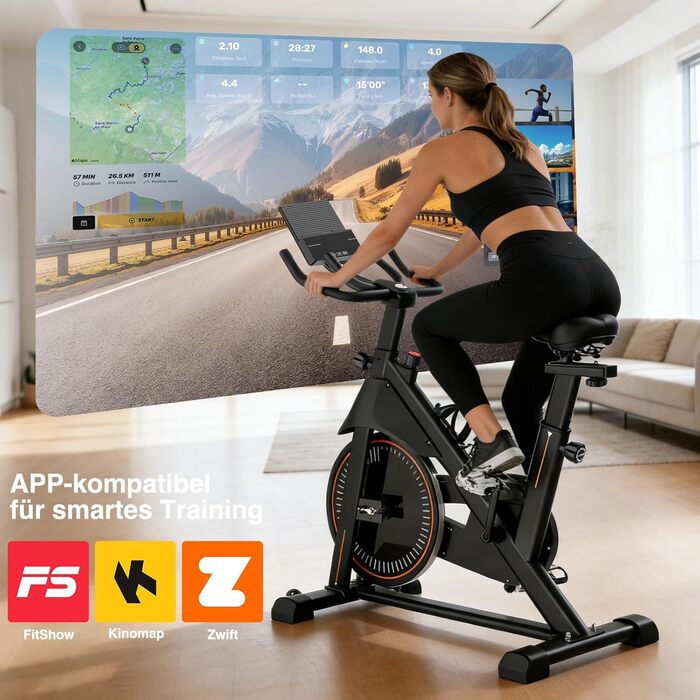 DH FitLife 2026: Електричний велотренажер з пульсомером та APP | Безшумний велоергометр для дому | Фітнес-велосипед з новим кермом та монітором