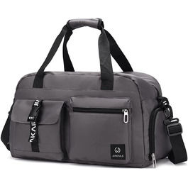 Велика спортивна сумка CORIOS для чоловіків і жінок, дорожня duffle bag з оксфорду, для плавання, фітнесу, тренувань, ручна поклажа з відділенням для взуття, сіра