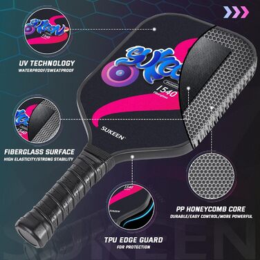 Набір пікбол-ракетки Sukeen: 2 ракетки з фібергласовою поверхнею. Підходить для чоловіків та жінок.