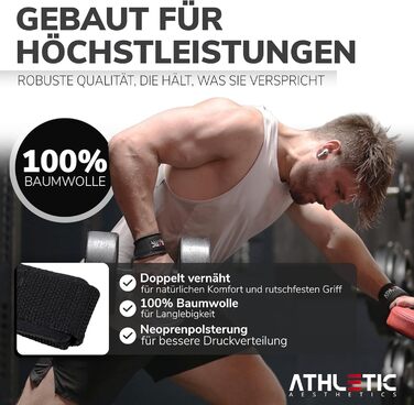 Ляшки для важкої атлетики Athletic Aesthetics - Професійні ремені для підйому ваги 60 см, для фітнесу, пауерліфтингу, тяги - пара, чорний (силікон)