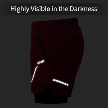 Шорти для бігу чоловічі ARSUXEO 2-в-1 з підкладкою з сітки та кишенями на блискавці, червоні