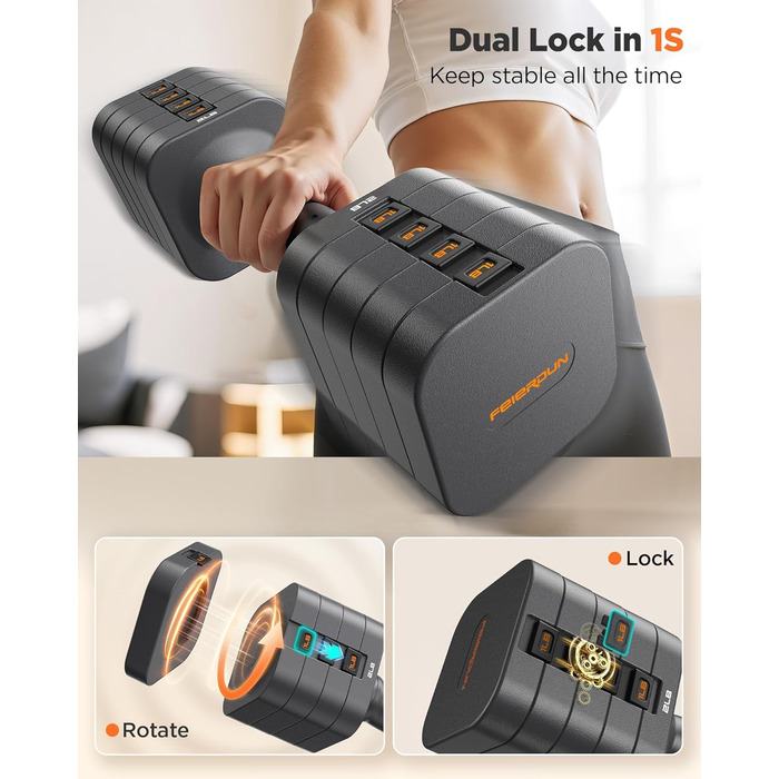 Набір гантелей Feierdun 2 шт. регульовані, 2/4/6/8/4.5 кг, для жінок, швидка зміна ваги, подвійний захист, для домашнього фітнесу, сірий A-Strength