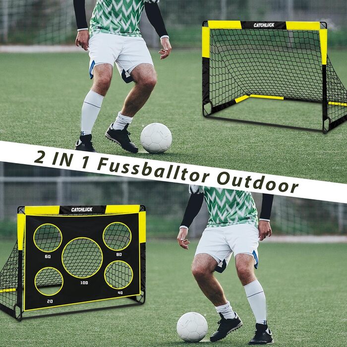 Дитячі футбольні ворота для саду 2 в 1 Pop Up, з лункою та сумкою, 120x90x90, жовтий