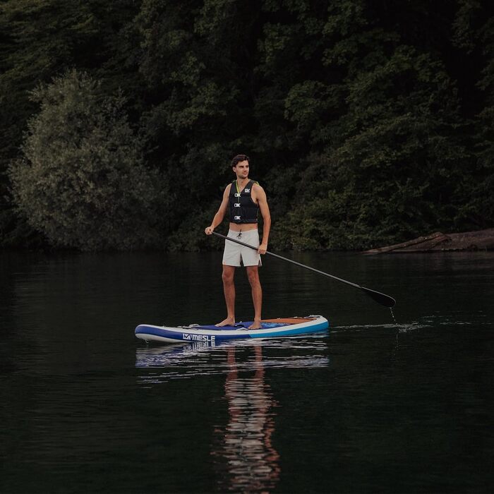 Жилет для плавання MESLE Adult Promo, універсальний 50N, для чоловіків та жінок, для SUP, каное, вейкбордингу, водних лиж, захисний жилет, для човнів (чорно-зелений)