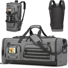 Спортивна сумка 50L для чоловіків 3-в-1 з відділенням для мокрого одягу та взуття, рюкзак, дорожня сумка, валіза ручної поклажі, сумка для тренувань, залу, плавання, подорожей (сіра)