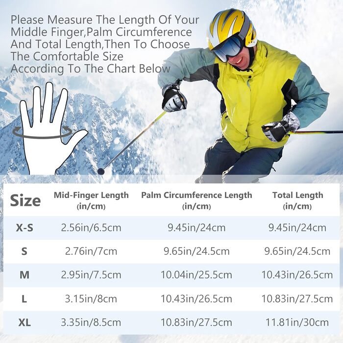 Теплі водонепроникні рукавички Odtmger для снігу, дихаючі, для жінок та чоловіків, сірі, розмір M (для дітей 11-15 років та жінок S-M)