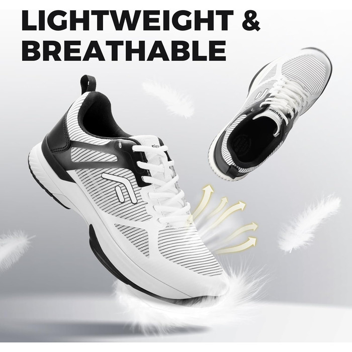 Тенісні кросівки FitVille для чоловіків (X-широкі) - спортивне взуття, зал, бадмінтон, фітнес, білий/чорний