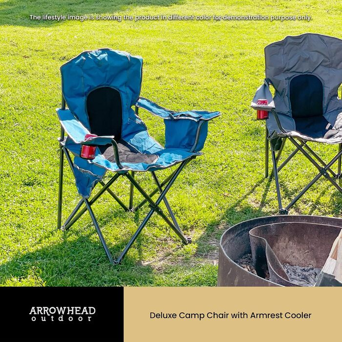 Складаний кемпінговий стілець ARROWHEAD OUTDOOR Deluxe з вбудованим охолоджувачем та підстаканником, світло-коричневий, полотно
