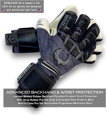 Воротарські рукавички Renegade GK Limited Edition Rogue з захистом пальців (розміри 6-11, рівень 4+). Giga Grip 4+3мм | Для чоловіків, жінок, підлітків, дітей