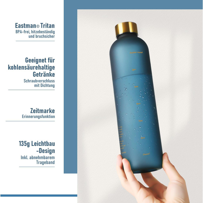 Фляга для води Opard 1л/800мл, Tritan, без BPA, для спорту та фітнесу, витримує газовану воду, не протікає, зелений (1000 мл)