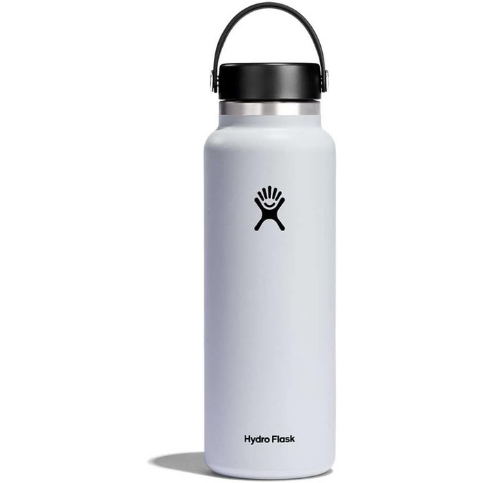 Термобутилка HYDRO FLASK 1180 мл біла, ізольована спортивна пляшка з нержавіючої сталі з герметичною кришкою та ремінцем, підходить для миття в посудомийній машині