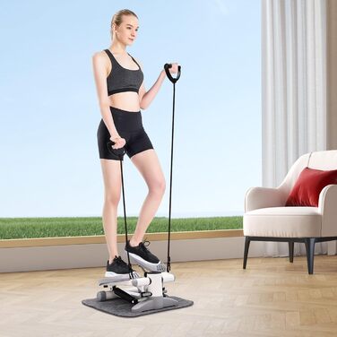 Степпер для дому Swing, 150 кг, LCD дисплей, тренажер для фітнесу та домашніх тренувань, повне опрацювання тіла та рук, сірий
