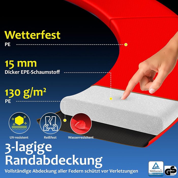 Трамплін KESSER® Ø 244/305/366/427 см | Сертифікований TÜV Rheinland | Для дітей, до 150 кг | Комплект з сіткою безпеки (366 см, Червоний/Чорний)