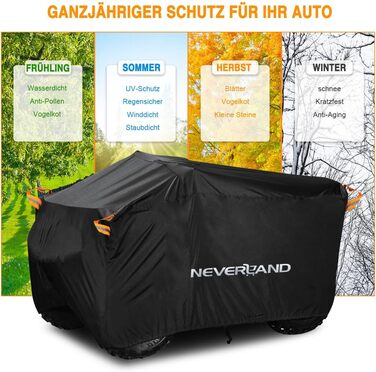 Покривало для квадроцикла NEVERLAND Quad, оранжеве фосфоресцентне, XL, 210x120x115 см, 210D Oxford, чорне