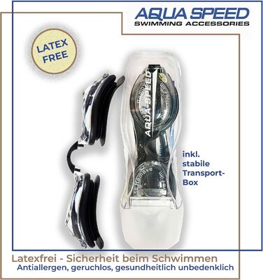 Окуляри для плавання Aqua Speed Lumina з діоптріями для дорослих (чорні, прозорі лінзи, короткозорість, індивідуальний підбір лівої та правої лінзи)