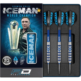 Дротики для дартсу RED DRAGON Gerwyn Price Iceman Originals, вольфрамові, 23 г, з оперенням та стрижнями