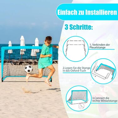 Ворота для футболу CATCHLUCK для дітей, 2 шт. у наборі, 100x80x80 см, блакитні