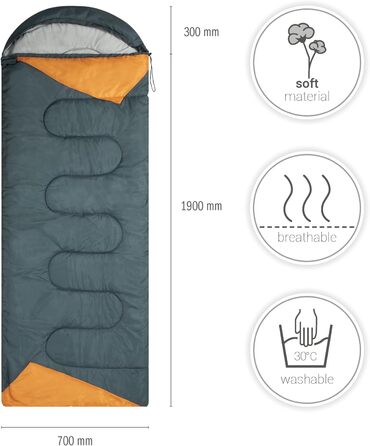 Спальний мішок Paco Home для дорослих та дітей: комфортний, дихаючий, для кемпінгу та подорожей (220x70x6 см, Антрацит)