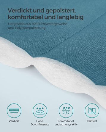 Гамак SONGMICS для 2 осіб з подушкою, сірий-бежевий, 200 x 140 см, до 225 кг, з роздільними бамбуковими стійками