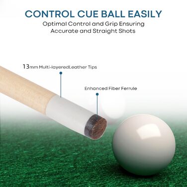 Більярдний кий 1/2 Maple Queue Sticks Pool Cue, 20 oz (580 г) з наконечником 13mm, чорний або білий колір. Підходить для чоловіків та жінок.