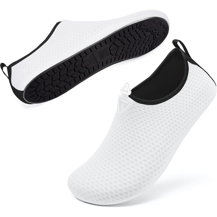 Водні черевики для плавання та відпочинку на пляжі: жіночі та чоловічі, розмір 39 EU, білі, принт сніжинки